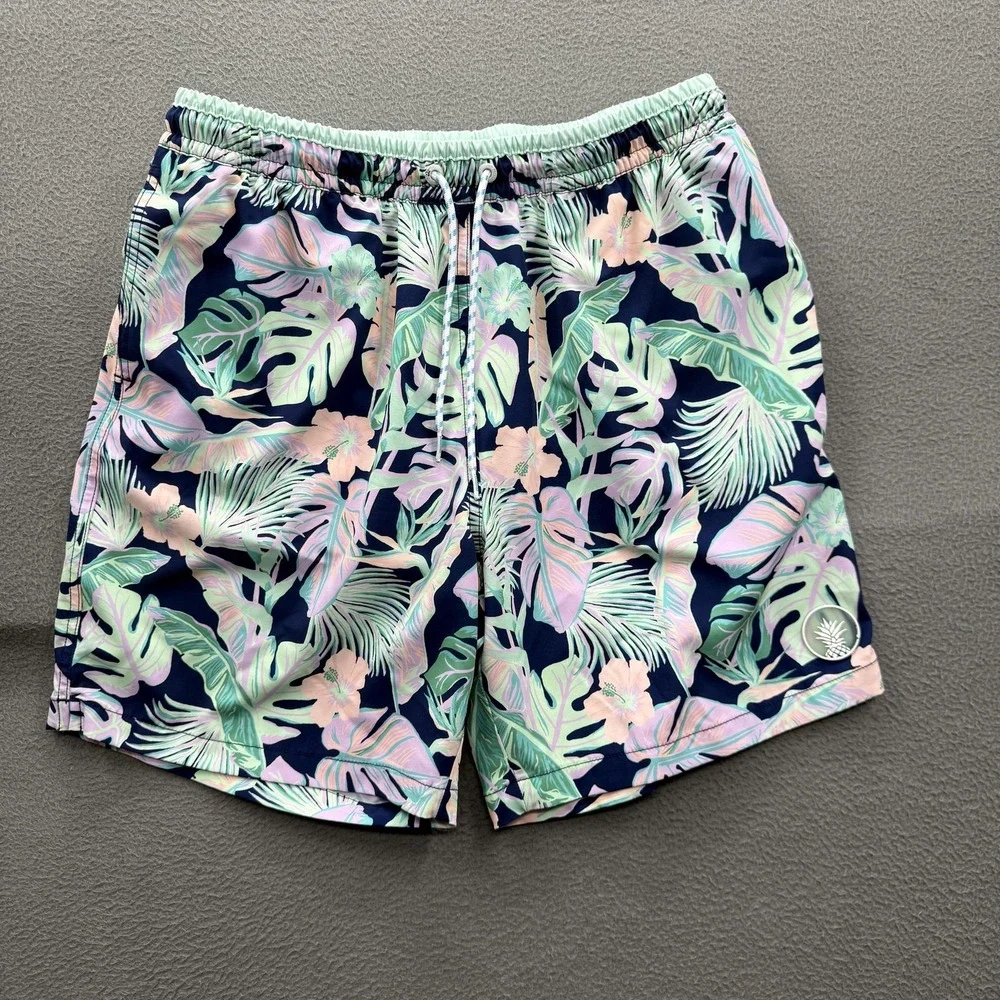 Chubbies Swim Trunks Mens Large Multicolor Tropical 7 Inseam Lined Quick Dry